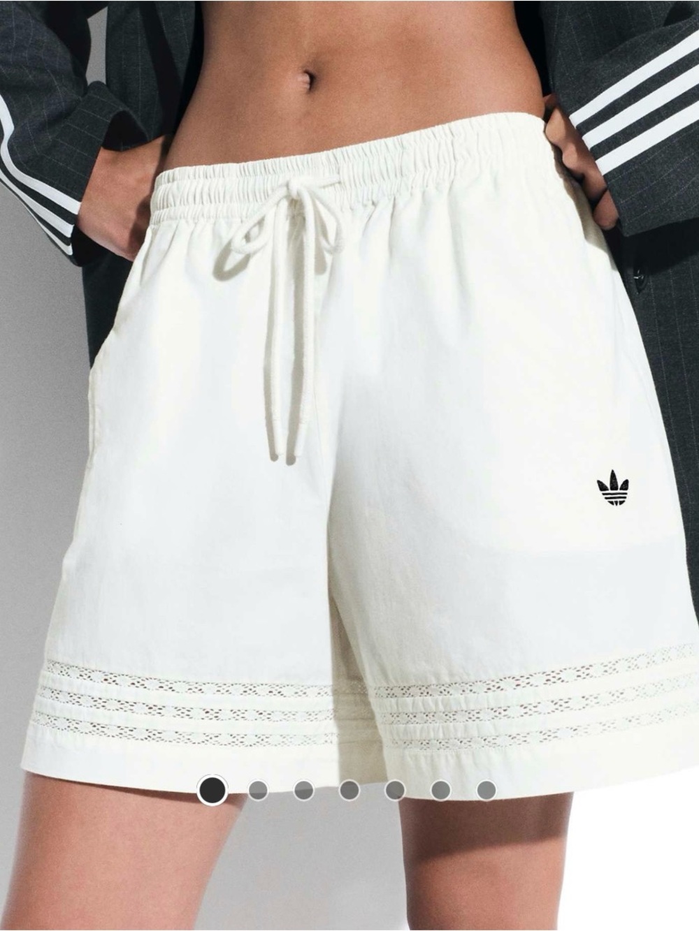 adidas x asos exclusive Women's Cream Lace-Trim Drawcord Athletic Shorts sz XXL